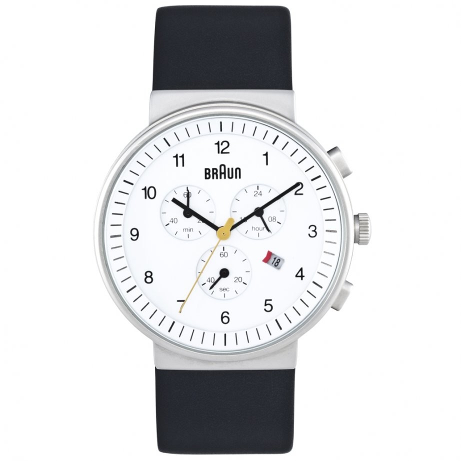 Braun Sort Læder Chronograph Armbåndsur BN0035WHBKG - Hvid   