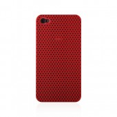Perforeret Snap-On Cover til iPhone 4 - Rød