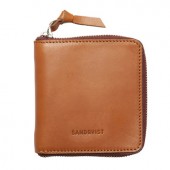 Sandqvist AINA Zipper Leather Wallet - Cognac Brun